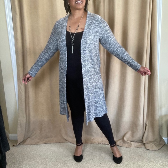 Lane Bryant Marled Long Duster Cardigan Gray, 10/12 NWT - Picture 1 of 16